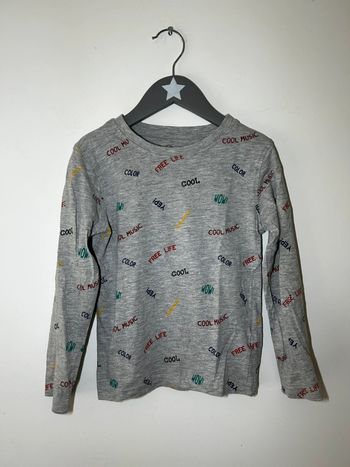 T-shirt manches longues gris imprimé - Essentiel - Taille 6 ans