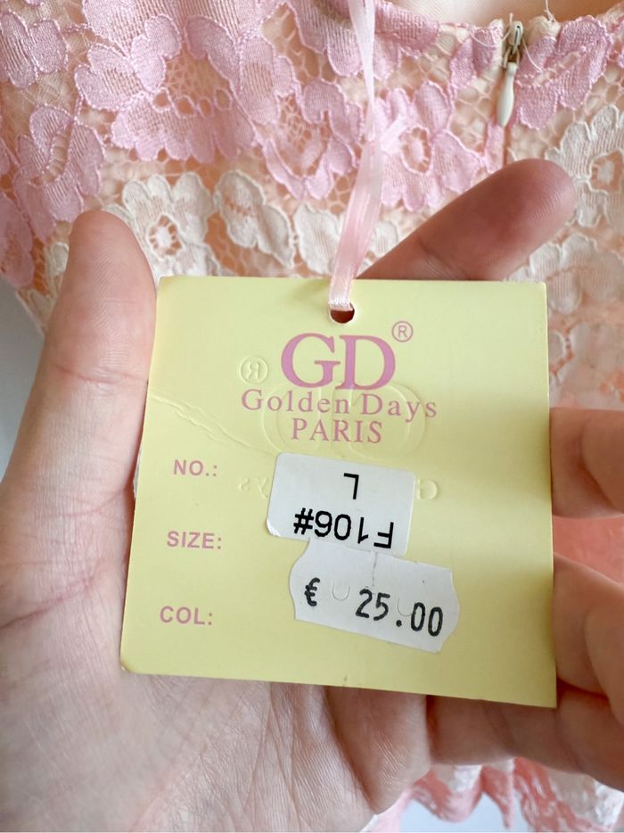 Robe de soirée moulante rose abricot dentelle taille 40 L - photo numéro 5