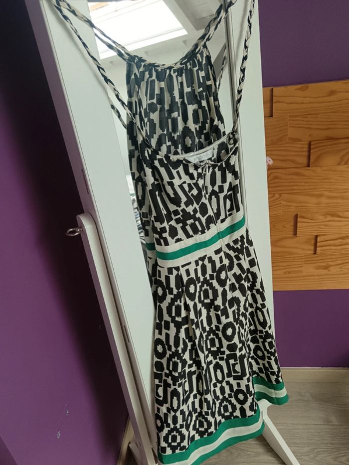 Robe promod été dos croisé verte motif noir et blanc - photo numéro 3