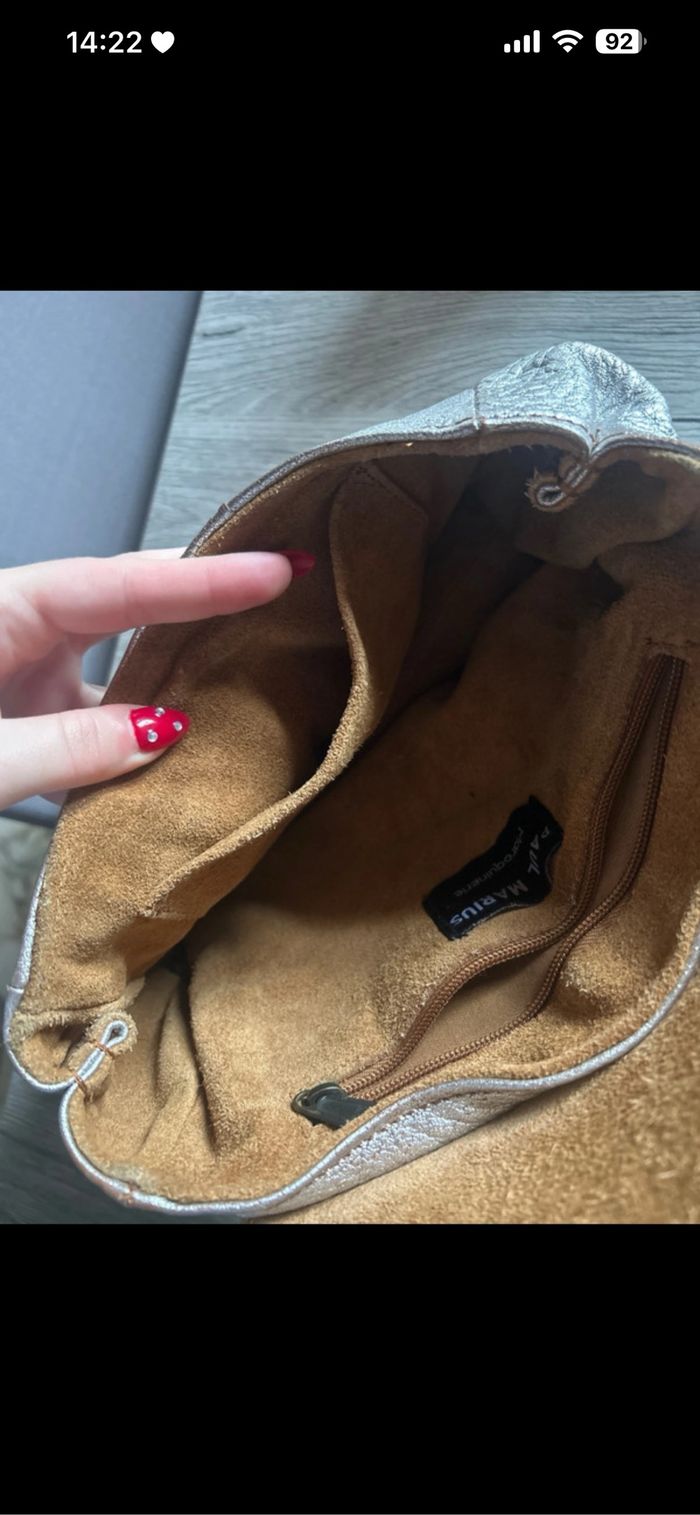 Sac bandoulière “Suzon” ambre argenté – Paul Marius – Taille M - Neuf sans étiquette - photo numéro 7