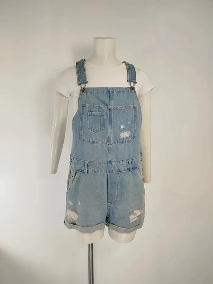 Salopette short en Jean femme - Taille 38 M - A169 - photo numéro 2
