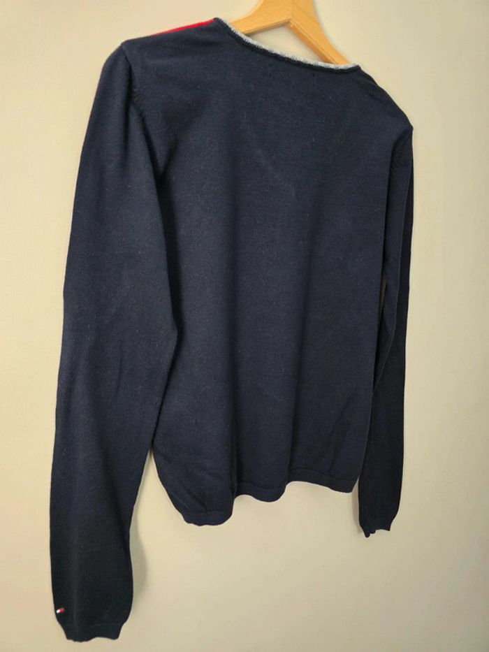 Pull Tommy Hilfiger argyle rouge marine gris M col V / style preppy chic - photo numéro 7