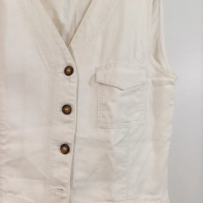 Gilet sans manches en lin Caroll - style safari chic écru taille 38 A646 - photo numéro 4
