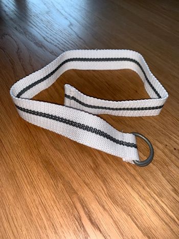 Ceinture enfant garçon tao tape à l’œil Tressé blanche  Bande centrale gris