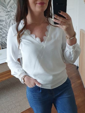 Blouse fluide Alex blanc dentelle Taille L