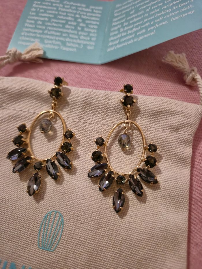 Boucles d'oreilles reminiscence pendantes doré et marron