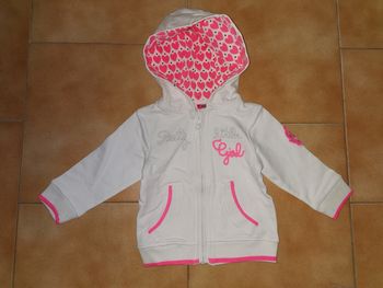Gilet capuche blanc et rose 6mois