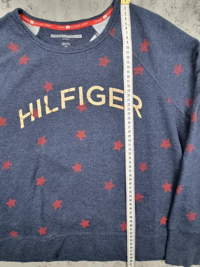 Sweat Tommy Hilfiger bleu à étoiles – Taille L Femme (mesures en photos) - photo numéro 9