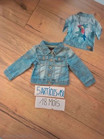 Veste en jean Catimini  18 mois Oiseau brodé