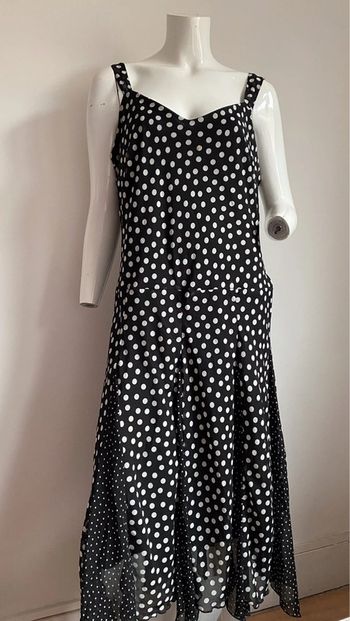 Robe longue noire à pois blancs Damart taille 48