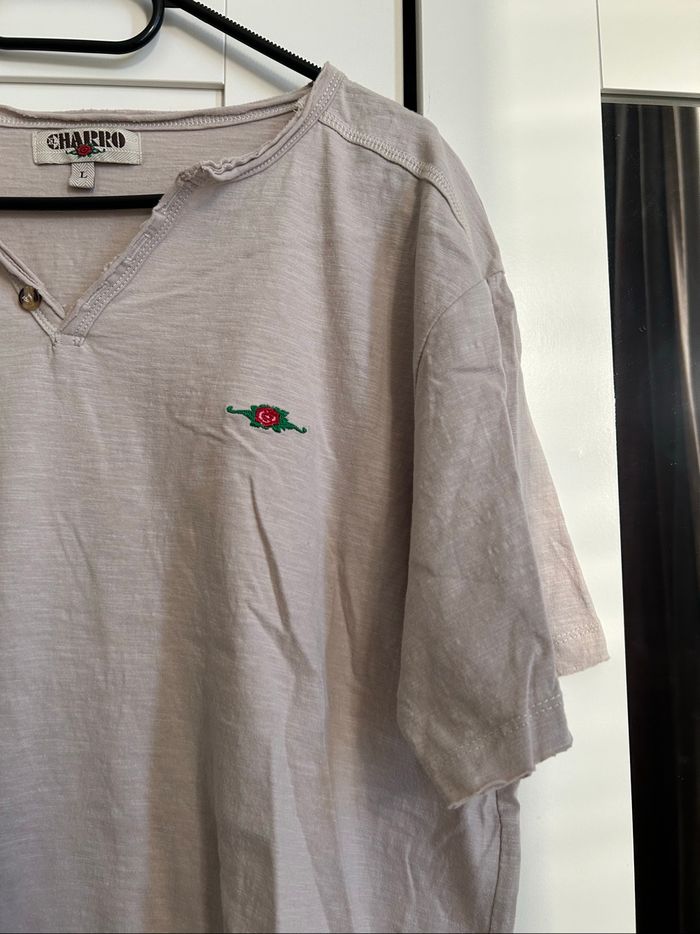 T-shirt beige uni Homme Charro Taille L - photo numéro 3