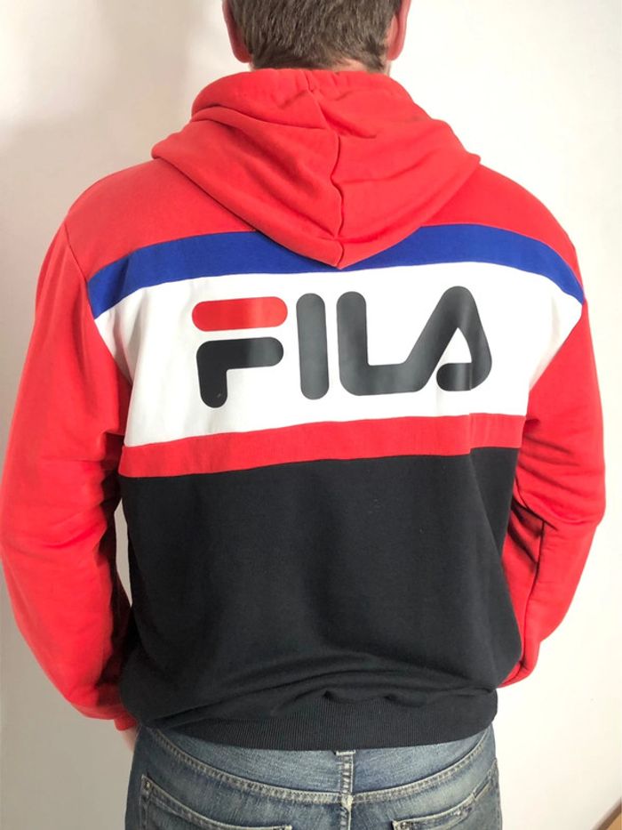 Sweat à capuche fila noir blanc rouge taille XL - photo numéro 2