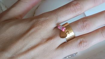 Jolie bague à breloques en acier inoxydable