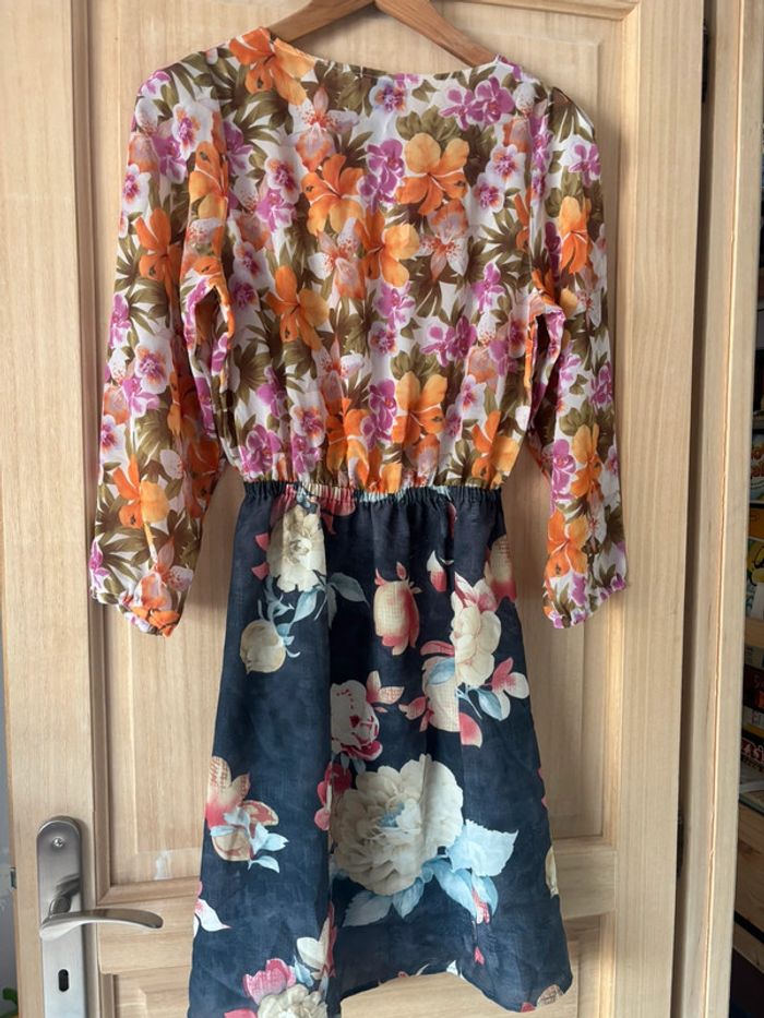 Robe multicolore à fleurs col Claudine O&O - photo numéro 4