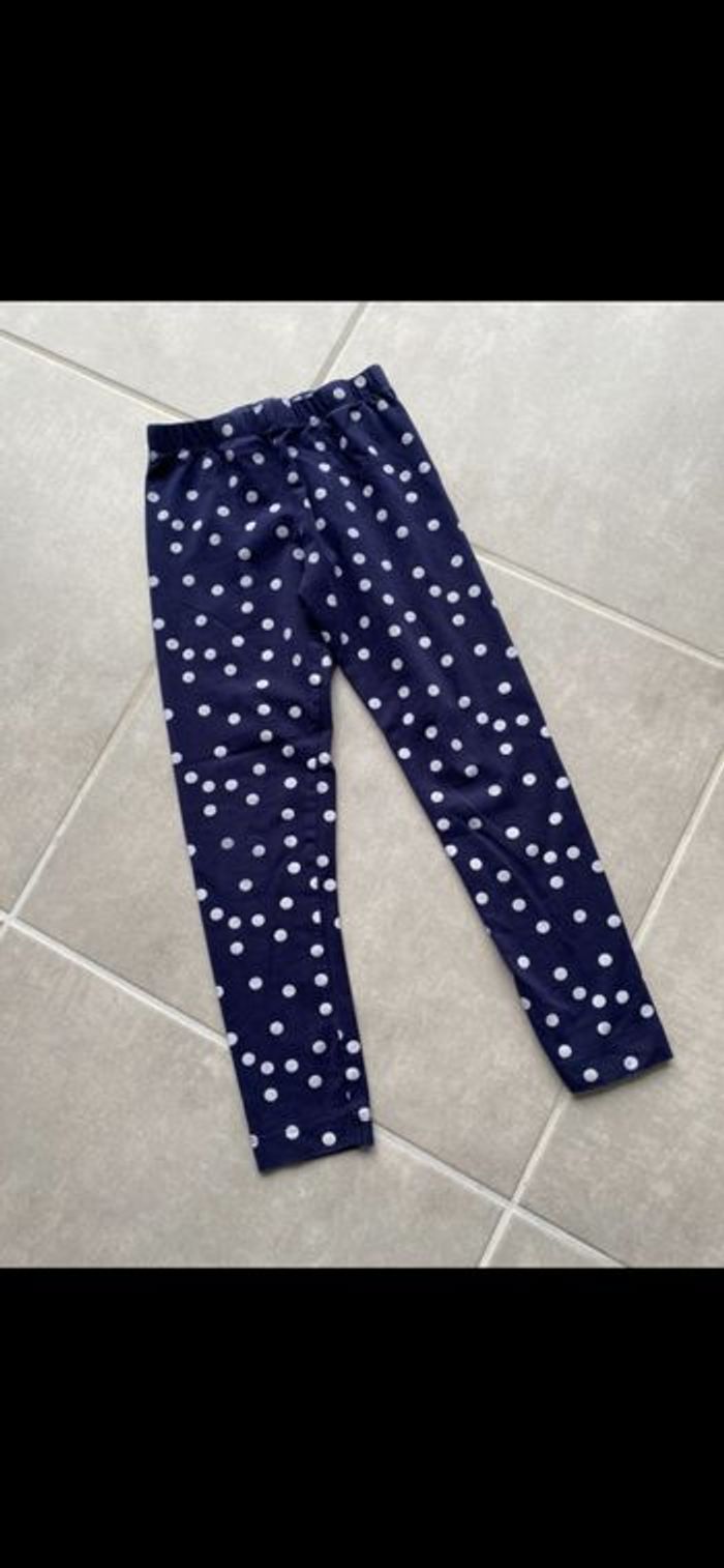 Legging bleu à pois blanc fille 8 ans