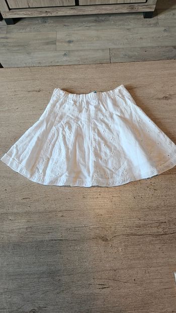 Jupe blanche courte et classique ajustable, avec broderie, Catimini, 7 ans, nickel