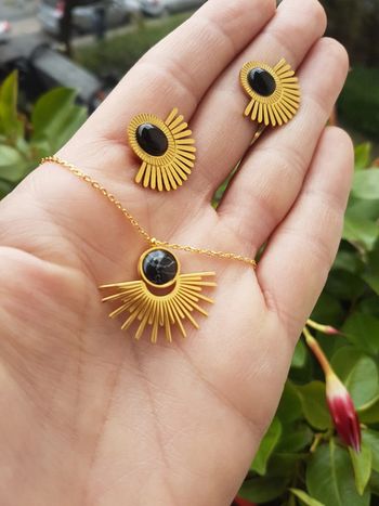 Parure clips et collier onix