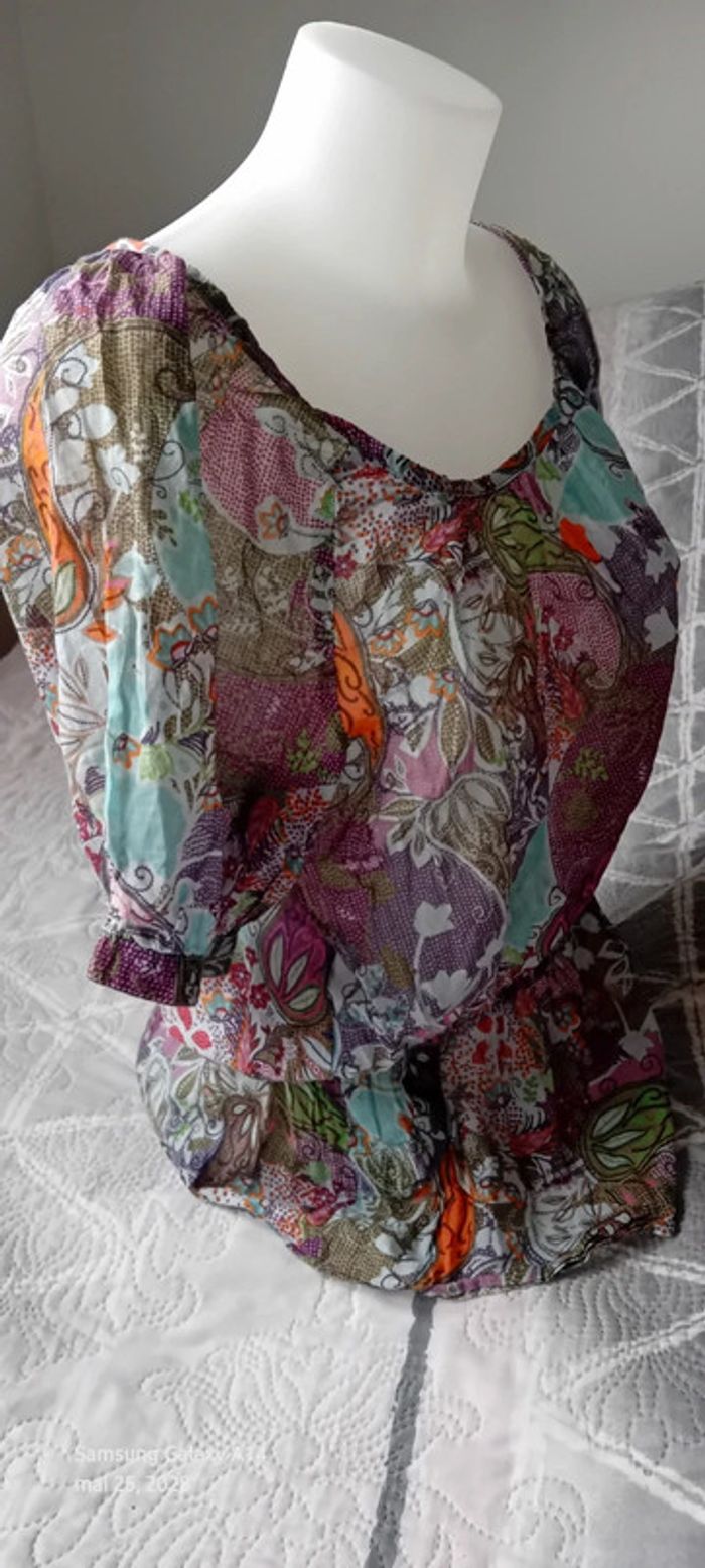 Blouse légère motif fleurs colorées femme 42/44 camaïeu - photo numéro 6