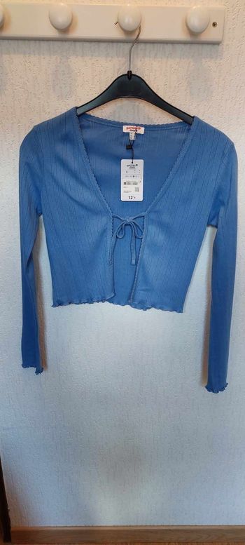 Joli gilet/cardigan court femme Jennyfer S bleu neuf