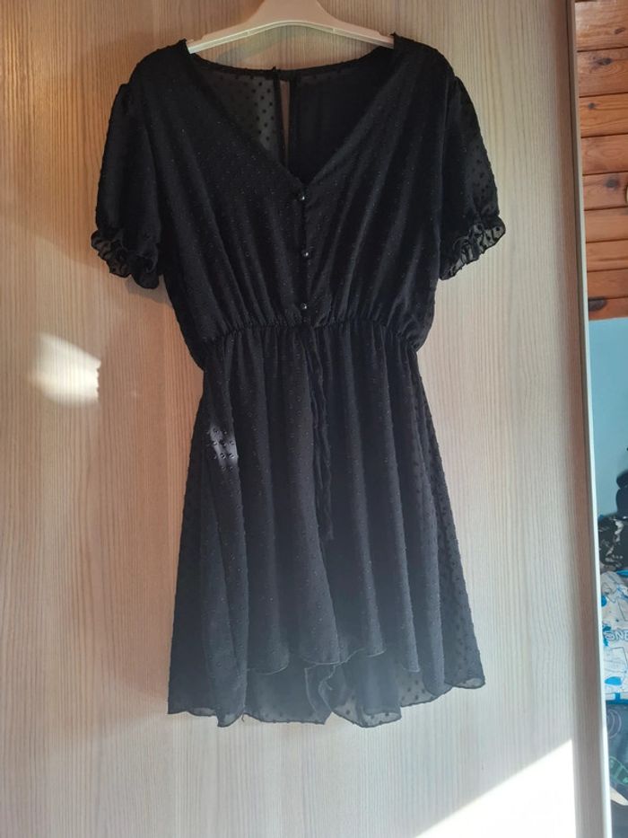 Robe noir short transparent avec doublure