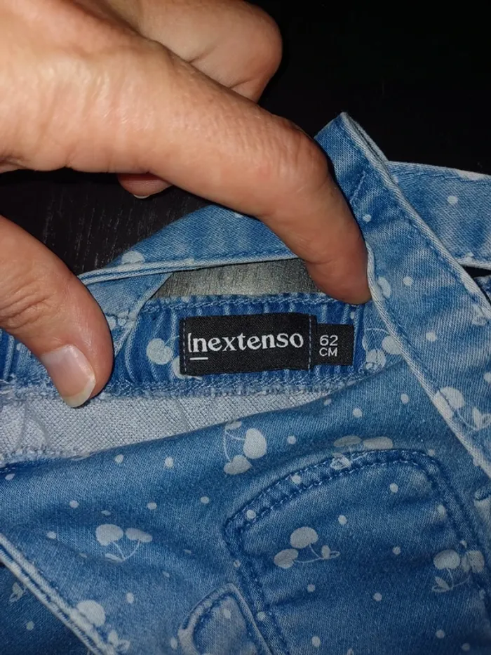 Robe jean 3 mois in extenso motif cerise - photo numéro 3