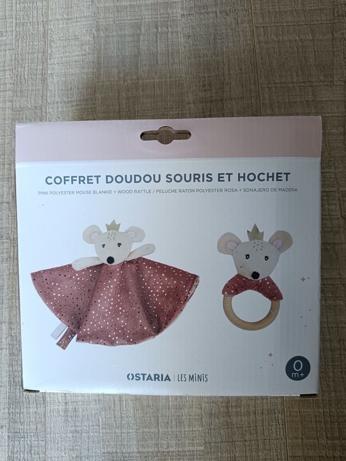 Coffret doudou souris et hochet -ostaria les minis- - photo numéro 2
