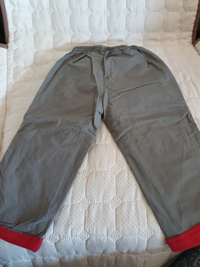 Pantalon kaki doublé rouge 12 mois - photo numéro 2