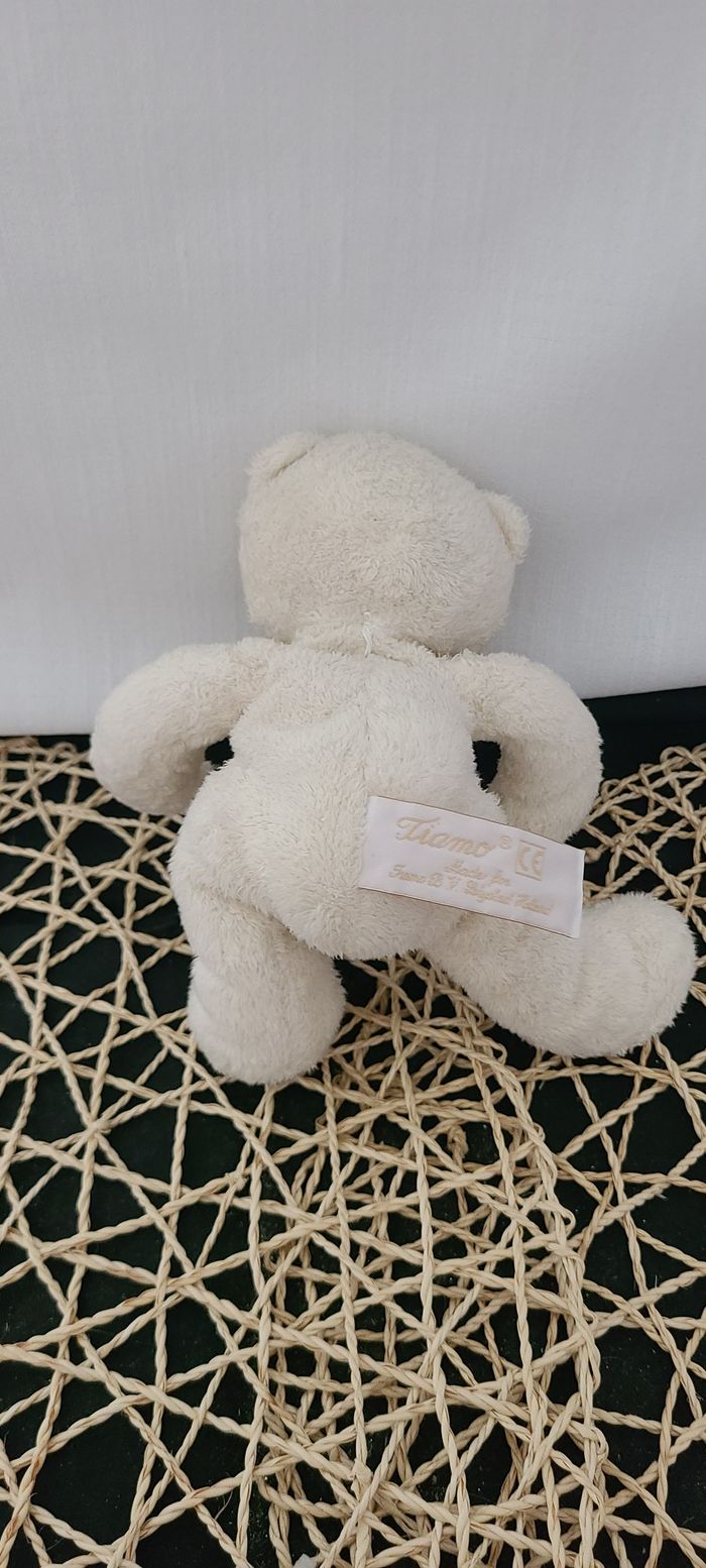 Doudou semi plat ours écru tiamo collection beige - photo numéro 3