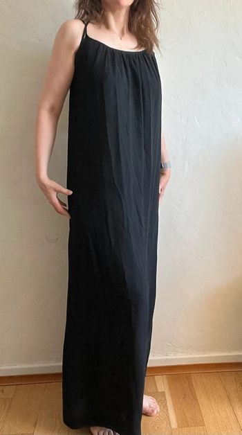 Robe longue en soie Bel-Air noire taille 1 (36) fluide & bretelles réglables