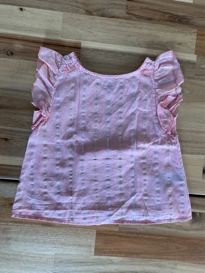 Blouse manche courte storytelling rose doré argent
