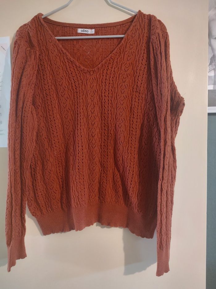 Pull femme couleur rouille – Gémo – Taille L ✨ - photo numéro 2