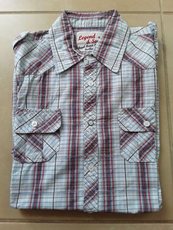 Chemise bleu ciel à rayures ML homme taille L LEGEND & SOUL TBE