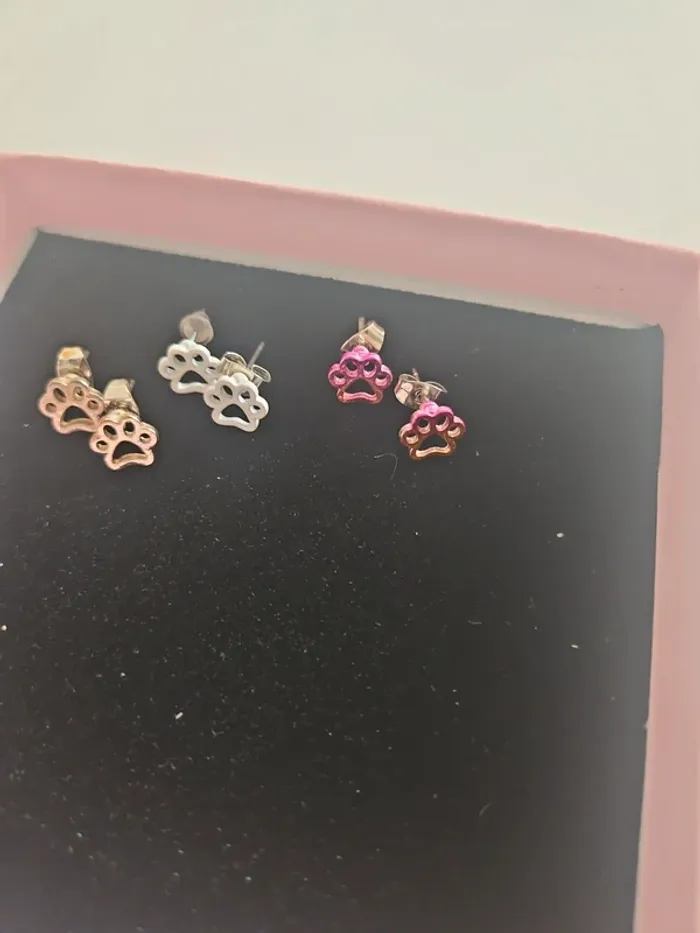 Lot de 3 boucles d'oreille Empreinte d'animaux - photo numéro 3