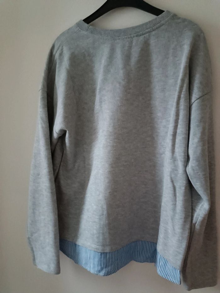 Pull chemise gris à coeurs London - sequins - taille M - neuf - photo numéro 6