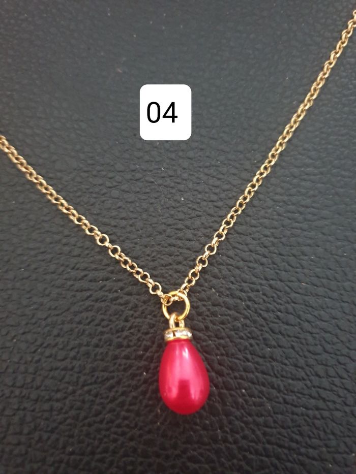 Collier "Goutte" rouge chaîne en acier inoxydable
