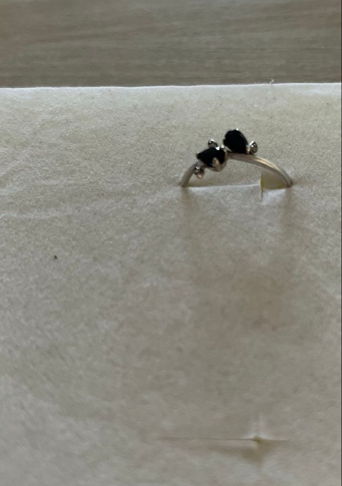 Bague or blanc saphir bleu - photo numéro 5