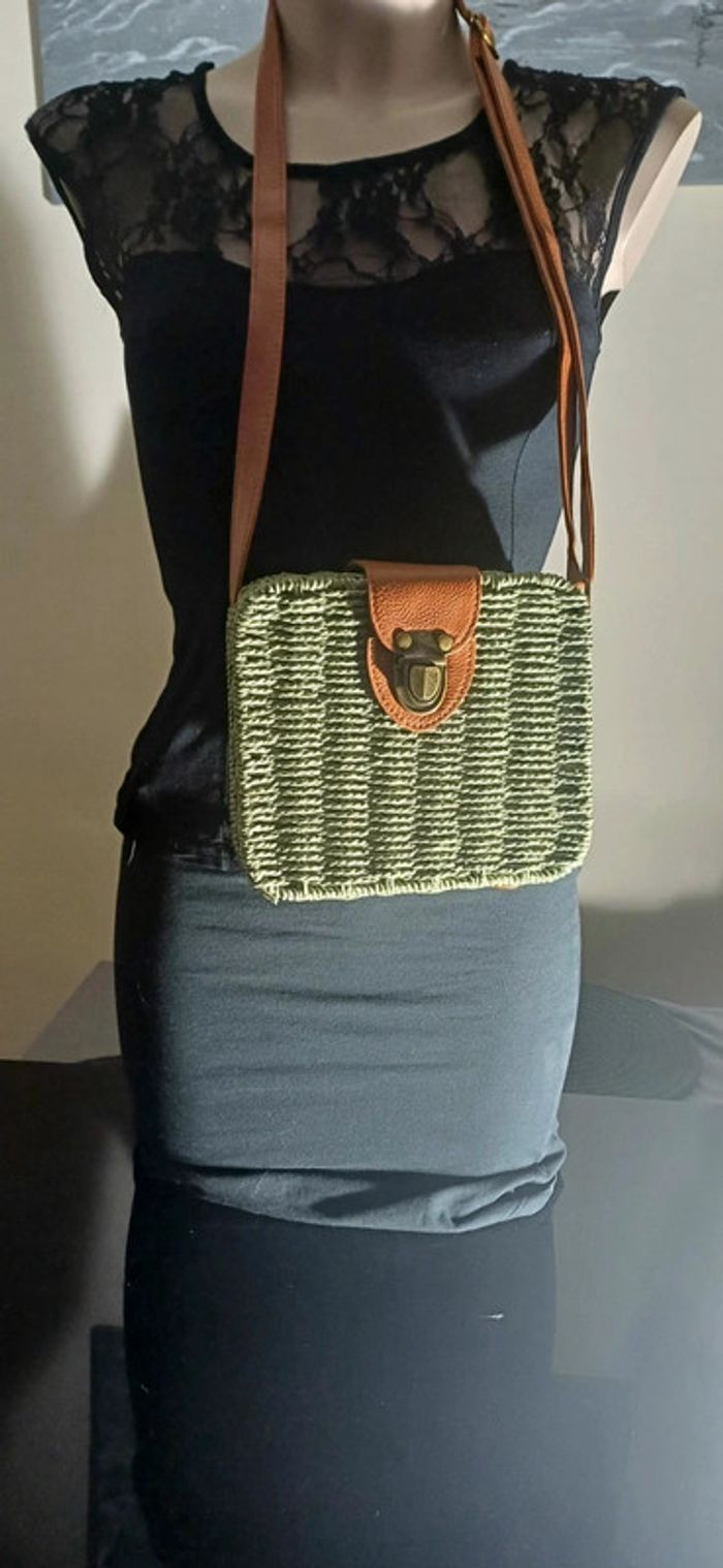 Sac panier en osier avec bandoulière ajustable - photo numéro 2