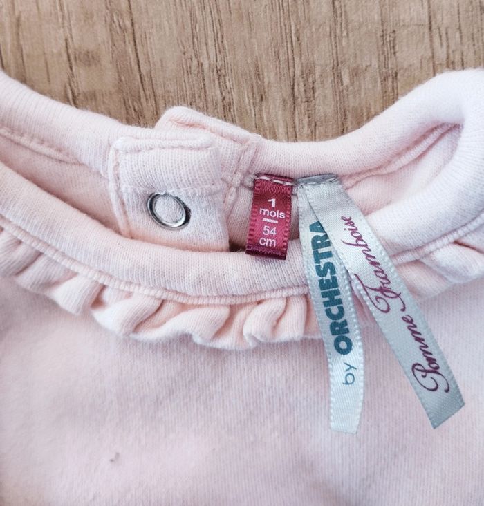 T-shirt manches longues fille rose clair taille 1 mois Orchestra - photo numéro 2