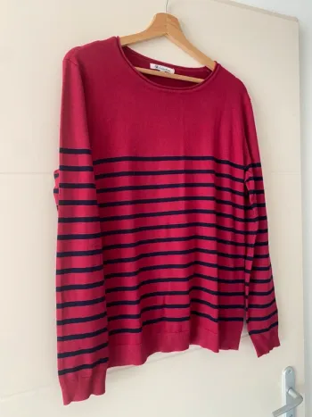 Pull rayé rose et marine U Collection - Taille 46/48