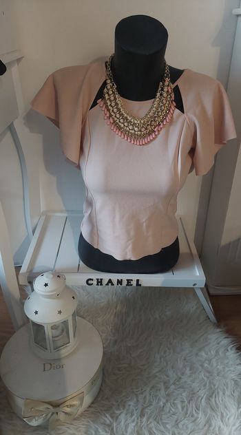 Haut zara manches courtes volantes rose poudré T.S TBE 🌸