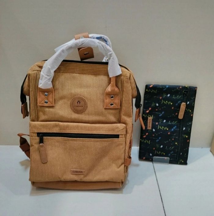 Sac à dos S Cabaïa camel velours côtelé