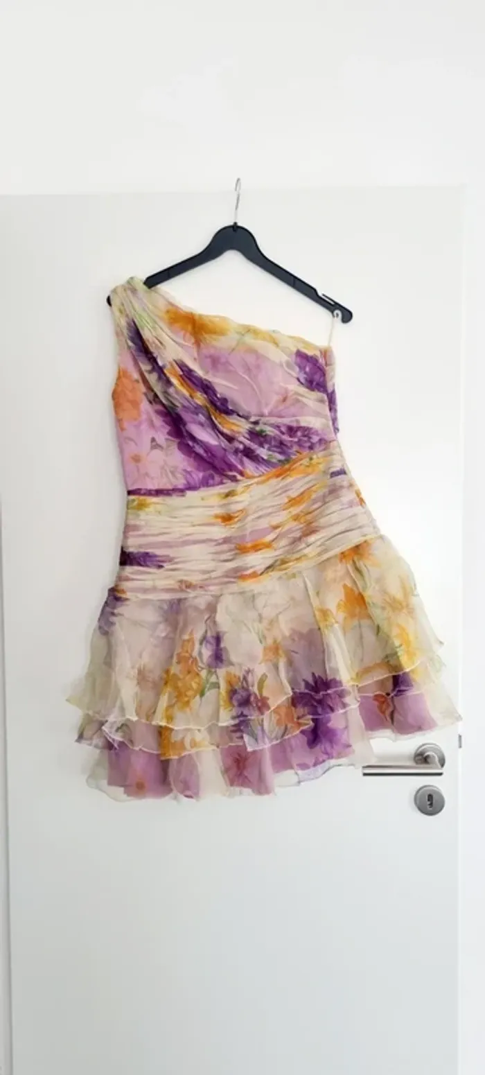 Robe courte asymétrique tulle pastel jaune et violette 40 - photo numéro 6