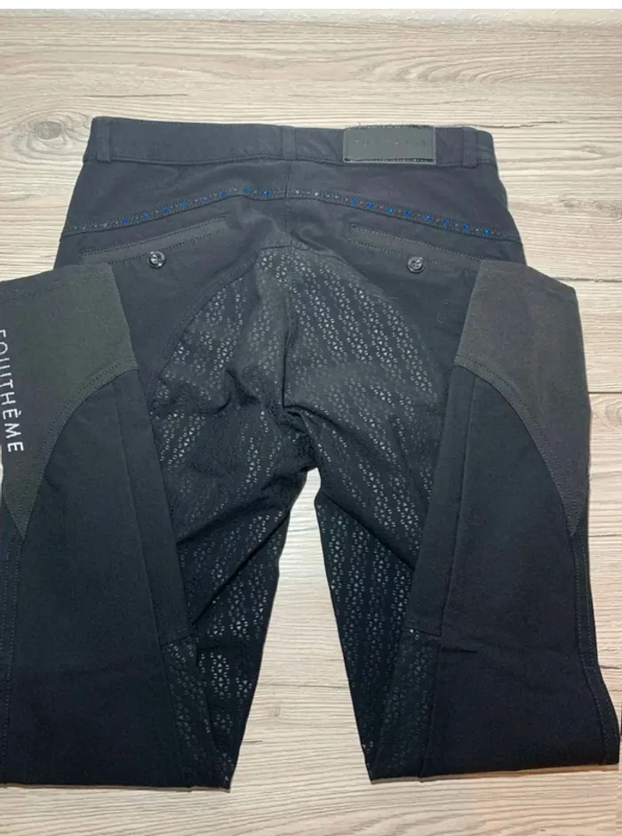 Pantalon d’équitation Equitheme  Safir Full  Grip,  Strass  aux  Poches,  Bleu,  Taille  36  / S - photo numéro 5