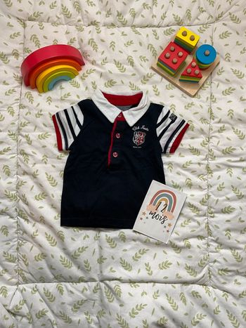 polo manches courtes bleu marine et blanc 12 mois