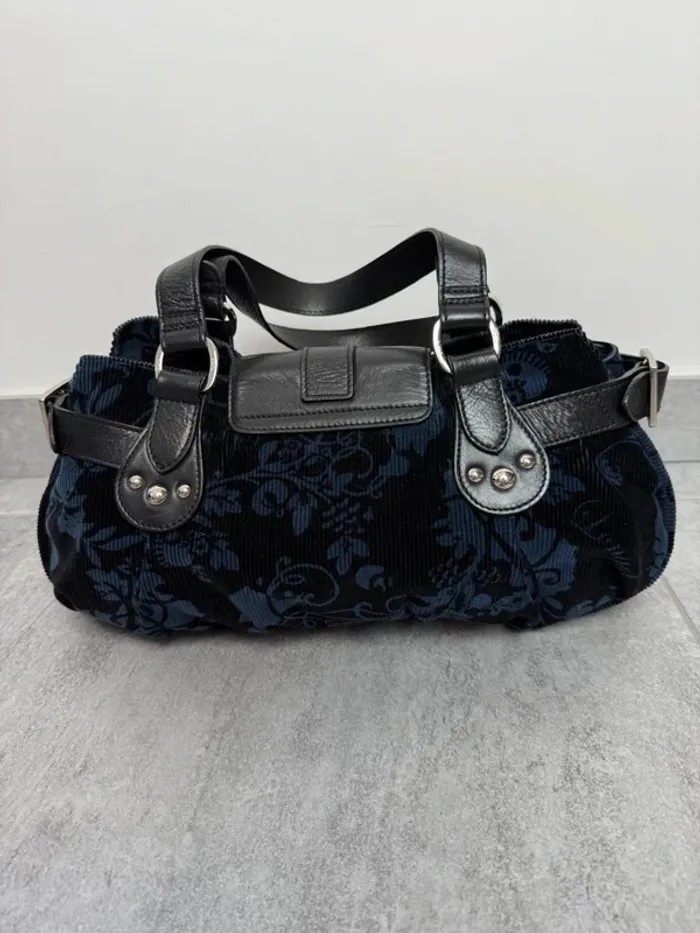 Sac à main Longchamp cuir et velours noir et bleu édition limité neuf - photo numéro 5