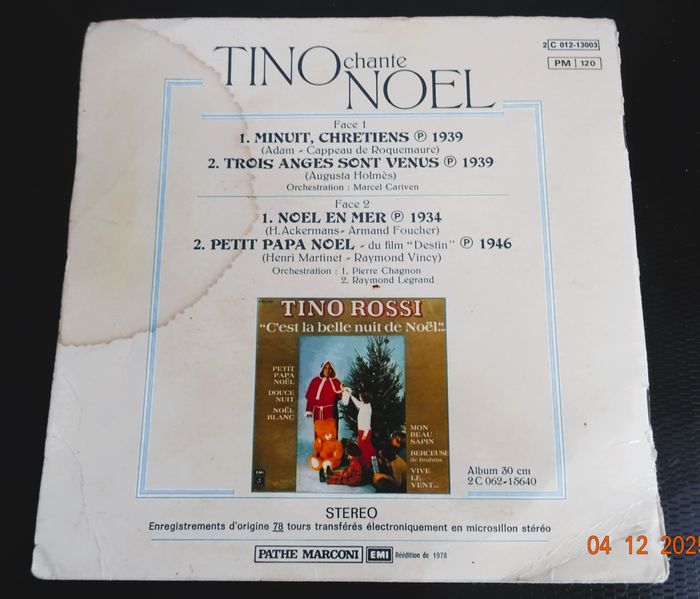 vinyle 45T  Tino Rossi  chante Noël  partition et paroles - photo numéro 5