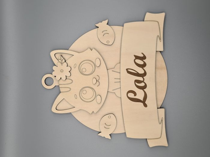 🌸 Plaque de porte enfant – Motif Chat 🐱 🌸