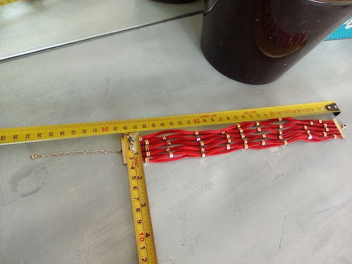 Collier ras du cou rouge et doré - photo numéro 6