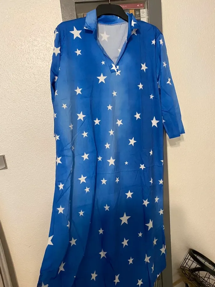superbe robe longue motifs étoiles effet jean taille 48 - photo numéro 2