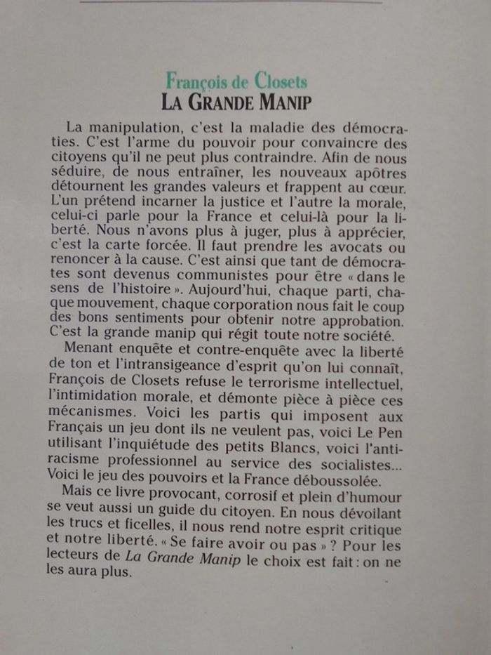 François de Closets - La grande manip - photo numéro 3